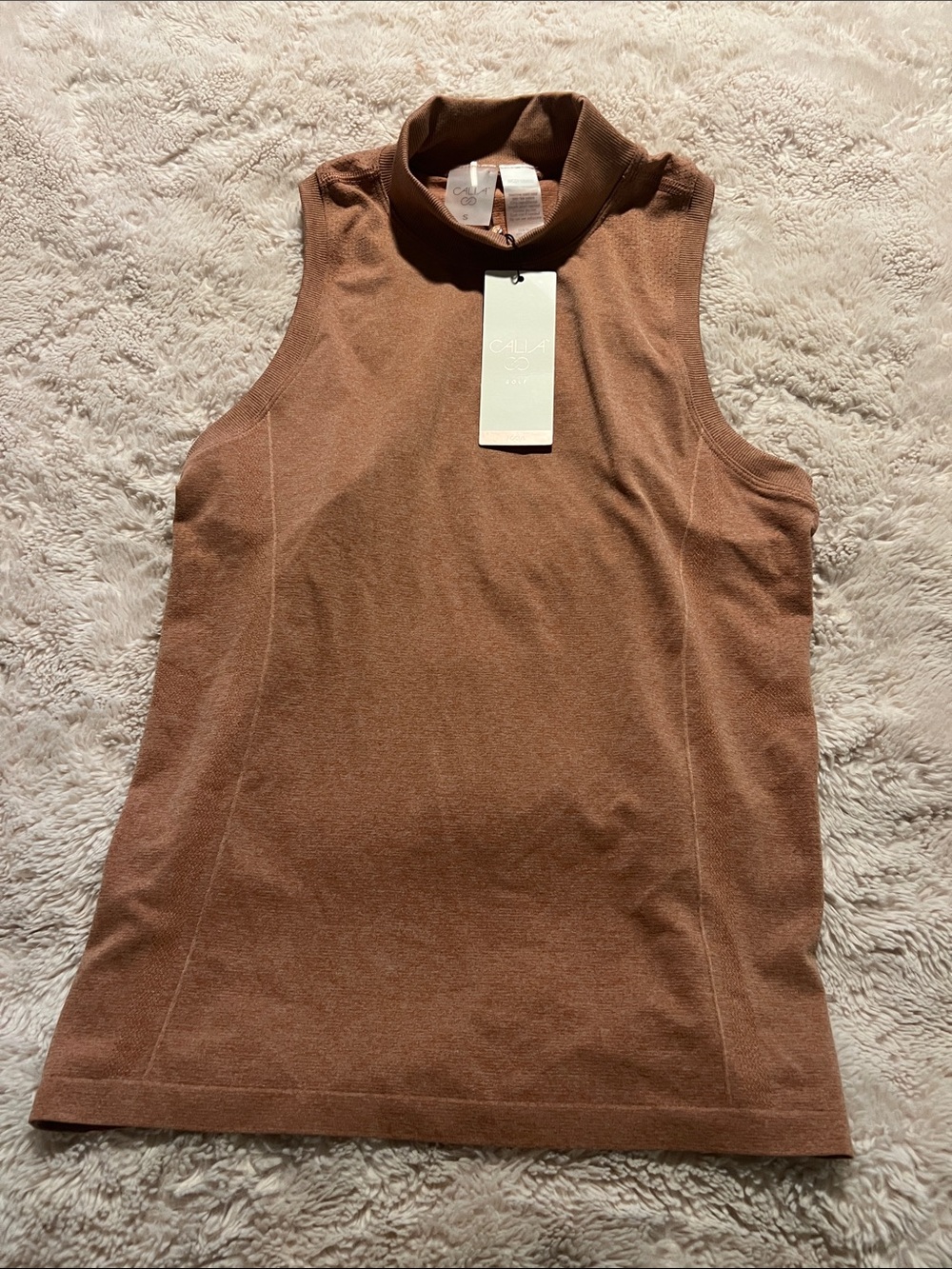 NWT CALIA by Carrie Underwood Sleeveless Mock Neck athletic Tank - rust